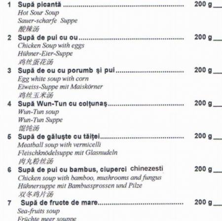 Numărul de calorii se va regăsi în meniul restaurantelor