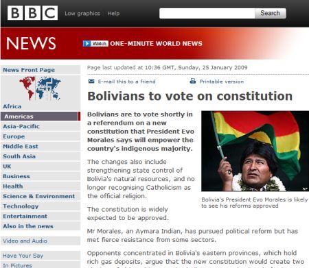 Bolivia votează o nouă Constituţiei