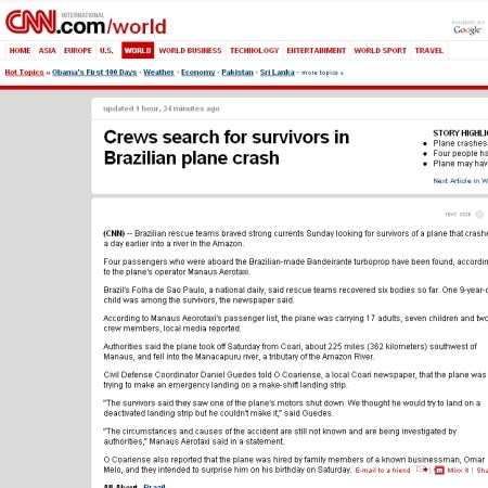 Accident aviatic în Brazilia