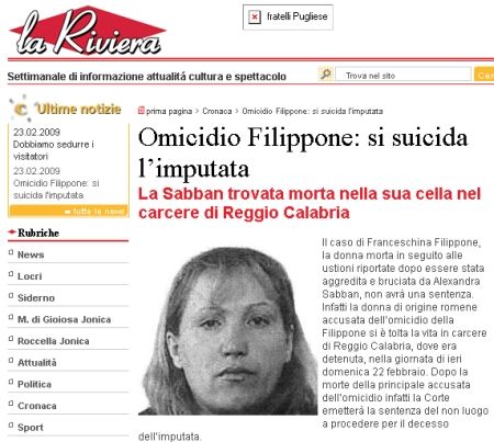 O româncă, acuzată de crimă în Italia, s-a sinucis în închisoare