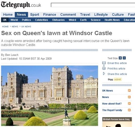 Sex pe gazonul Castelului Windsor