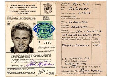 42.700 de dolari pentru licenţa de pilot de motociclism a lui Steve McQueen