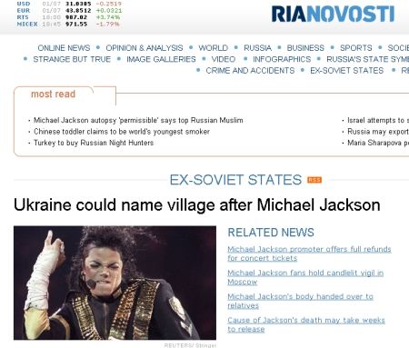 Sat ucrainean redenumit în memoria lui Michael Jackson