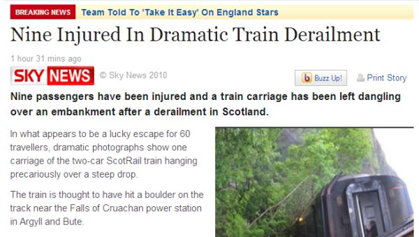 Accident de tren în Marea Britanie