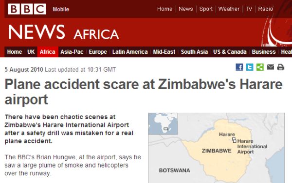 Accidentul de avion din Zimbabwe, o simulare