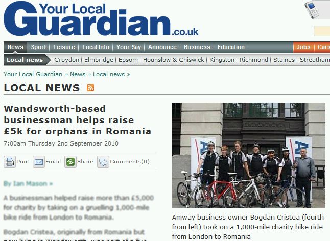 Un român din Marea Britanie, ciclistul-filantrop care a strâns 5.000 de lire pentru orfanii din Timişoara