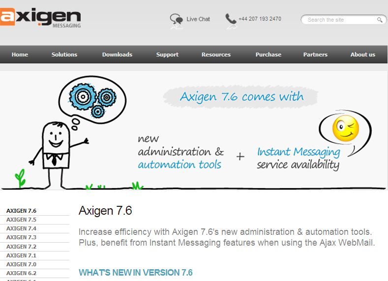 Axigen 7.6 vine cu un serviciu de instant messaging