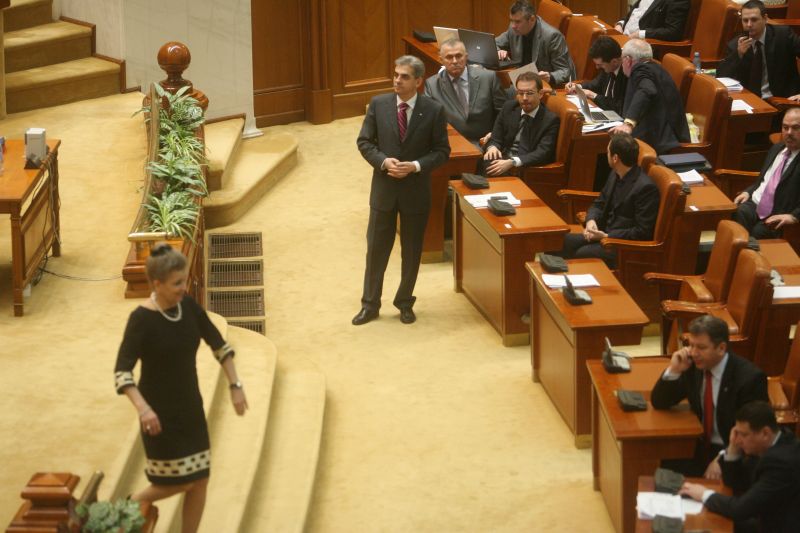 Protest al PNL cu bannere în plenul Camerei Deputaţilor