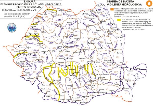 Avertizare hidrologică: cod portocaliu în Satu-Mare, cod galben în 11 judeţe