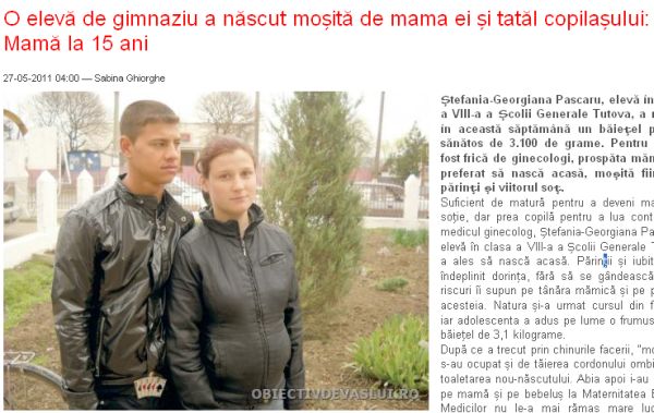 Mamă la 15 ani, în Vaslui. Tatăl a lucrat 8 luni în străinătate pentru a-şi sprijini familia