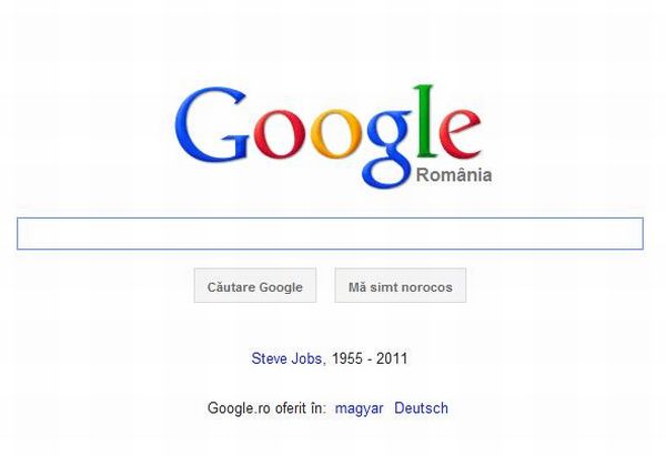 Google, tribut pentru Steve Jobs