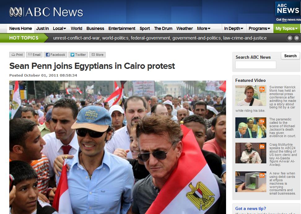 Sean Penn, protest la Cairo