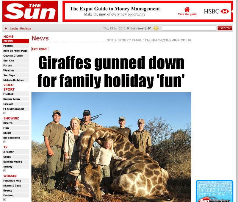 ȘOCANT. Turiștii plătesc mii de euro să împuște girafe și să le ia acasă