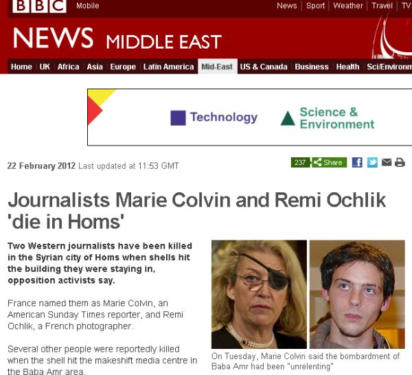 Doi jurnaliști occidentali uciși în Siria, la câteva ore după ce au descris ororile războiului| VIDEO