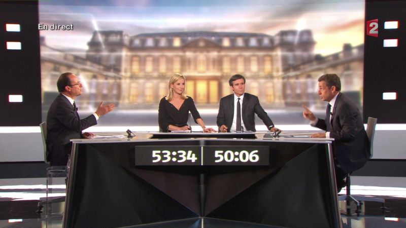 ALEGERI ÎN FRANŢA. Ceartă la cuțite în dezbaterea TV. Hollande: „V-ați pus rudelele peste tot”. Sarkozy: „Sunteți un mic calomniator”