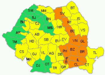 COD PORTOCALIU de ploi şi inundaţii în Bucureşti şi în nouă judeţe