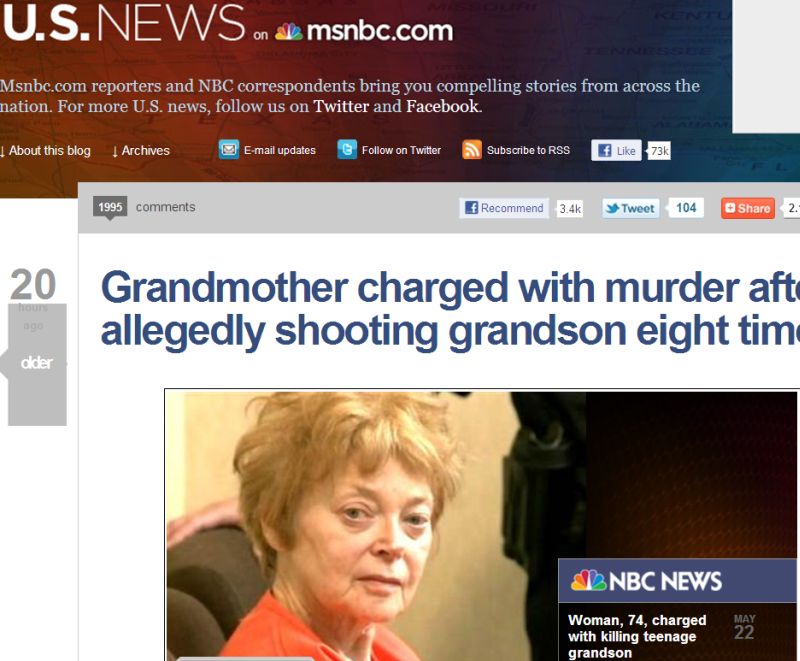 SUA: O bunică de 74 de ani și-a omorât nepotul adolescent, împușcându-l de opt ori
