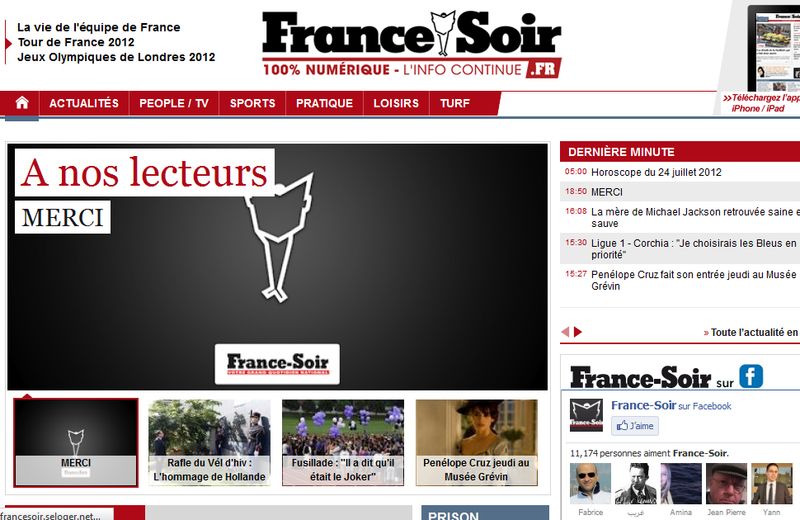 Cotidianul France Soir, închis după 70 de ani de activitate