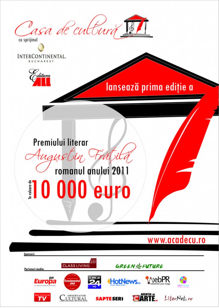 10.000 de euro, cel mai mare premiu acordat în România pentru creaţie literară