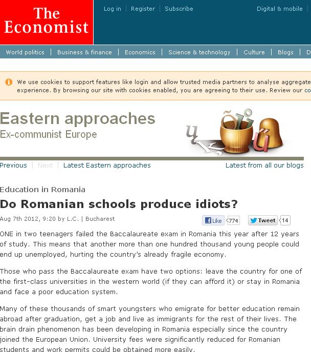 Analiză The Economist: "Scoate şcoala românească tâmpiţi?"