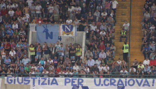 Fanii napoletani sunt solidari cu oltenii. "Giustizia per U. Craiova"