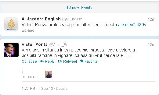 Ponta a scris pe Twitter: "Cei din PDL au intrat în logica boicotului"