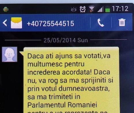 ALEGERI COLEGIUL 3. SMS electoral reclamat la POLIȚIE.  Ce spune textul incriminat