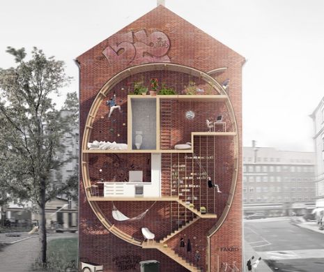 INVENȚIE UNICĂ. Soluția care îți permite să locuiești în spații înguste, între clădiri vechi | GALERIE FOTO