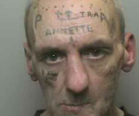 Spărgător de bănci, identificat după un tatuaj bizar pe care îl avea pe frunte. Cele mai ciudate desene făcute pe faţă GALERIE FOTO