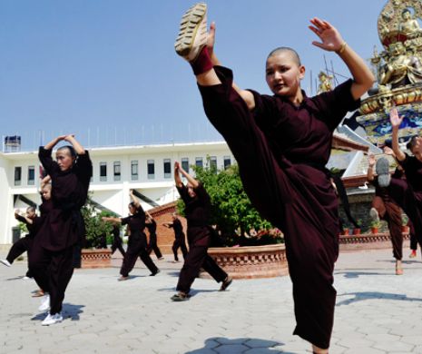 Sunt zeci: UIMITOARELE CĂLUGĂRIŢE din Nepal, care s-au apucat de Kung Fu | GALERIE FOTO