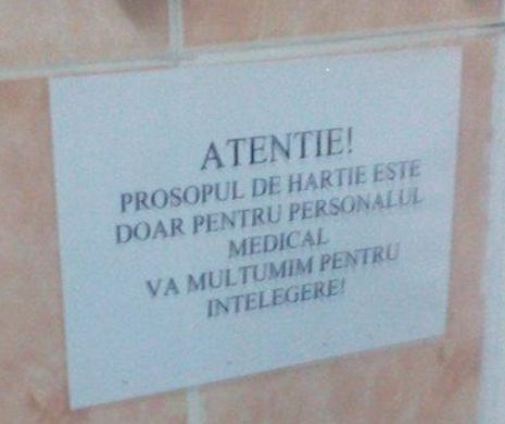 Anunț ciudat la Spitalul de Copii din Cluj: ”Atenție! Prospul de hârtie este doar pentru personalul medical”