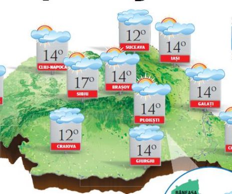 PROGNOZA METEO. Zile însorite aproape în toată țara, cu temperaturi maxime care urcă pînă la 17 grade Celsius.