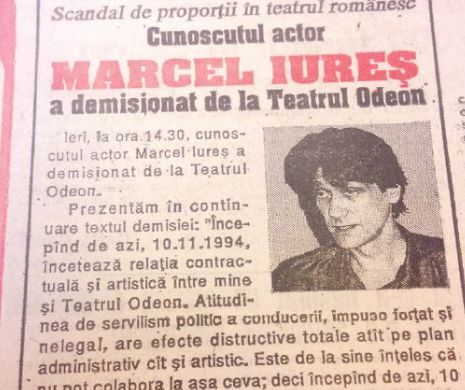 Memoria EVZ. Marcel Iureş a demisionat de la Teatrul Odeon