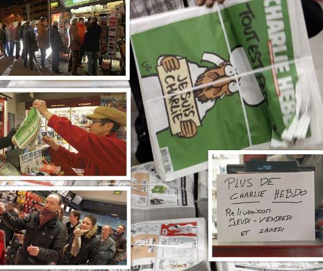 ATENTATELE DE LA PARIS. Francezii s-au așezat la cozi din zorii zilei pentru a-și cumpăra noul număr al revistei satirice Charlie Hebdo