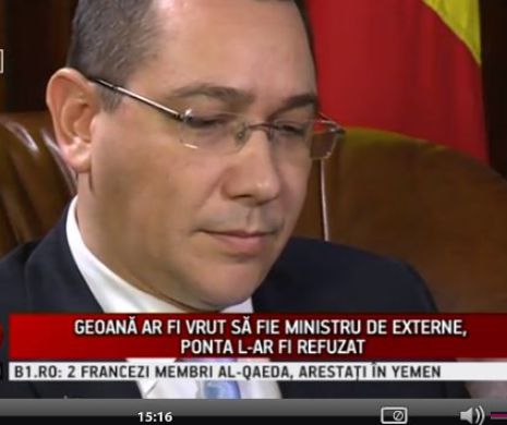 Ponta explică de ce s-a supărat Geoană: „Nu l-am desemnat ministru de Externe”