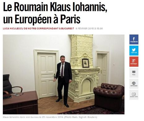 ÎNCĂ O GAFĂ. Singurul articol din presa franceză despre vizita lui Klaus Iohannis la Paris este scris de un român. Corespondentul ziarului Liberation la București (!) îi închină o odă noului Președinte.