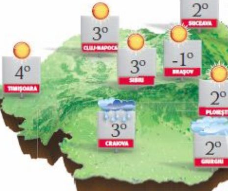 PROGNOZA METEO. Vreme rece, fulguieli răzlețe și vânt intens în sud-estul țării