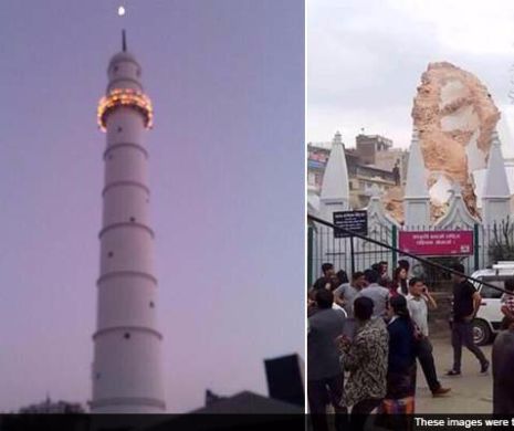 Cutremurul din Nepal. Celebrul Turn istoric Dharara, simbol al capitalei Kathmandu, distrus complet în urma seismului