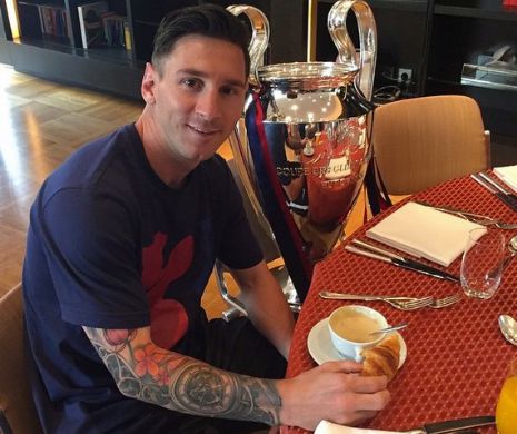 Leo Messi a luat micul dejun alături de cel mai prețios trofeu