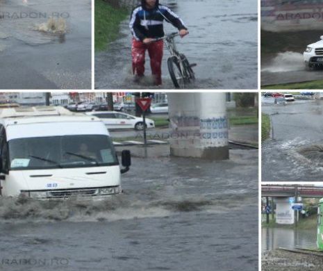 Ploile fac ravagii: Străzile din Arad sunt acoperite de ape, iar canalizările au refulat | VIDEO