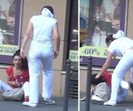 Imagini şocante surprinse în Bucureşti! Este halucinant ce a păţit tânăra cu bluză roşie! VIDEO