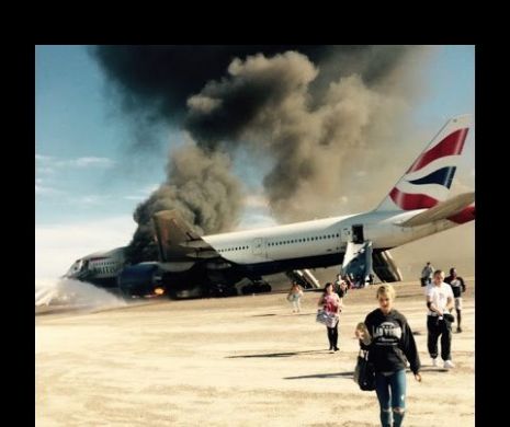 Imagini TERIFIANTE cu avionul British Airways care a luat foc în timp ce se pregătea de decolare