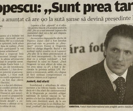 Memoria EVZ: Acum zece ani, „Baciul” Gică Popescu visa că va fi șeful FRF
