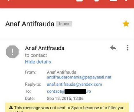 Tentativă de fraudă în numele ANAF: Nu furnizați informații confidențiale!