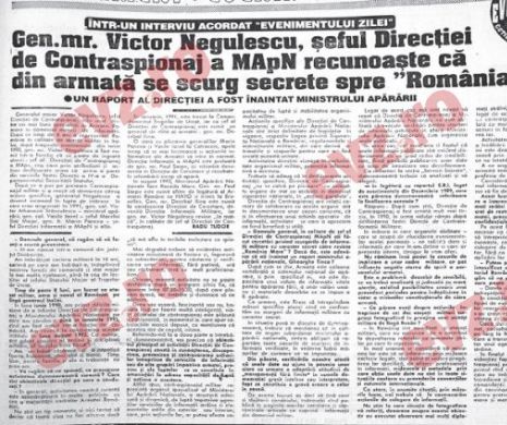 Memoria EVZ. Șeful spionajului militar recunoaște că se scurg secrete către „România Mare”