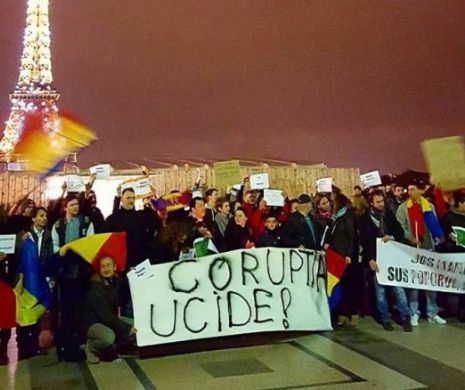 Diaspora se inflamează! La Paris s-a scandat „DNA, fii tare, Vrem deratizare!”