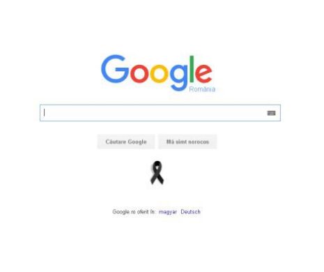 Fundă de doliu pe pagina Google România în memoria victimelor din clubul Colectiv