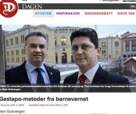 COTIDIANUL norvegian DAGEN citează afirmaţia DURĂ a pastorul baptist Ben-Oni Ardelean care a comparat Protecţia Copilului din Norvegia cu un sistem Gestapo