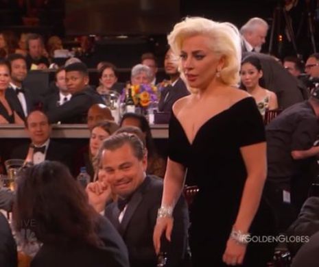 Momentul serii la Globurile de Aur. Cum a reactionat Leonardo DiCaprio cand a trecut Lady Gaga pe langa el. VIDEO