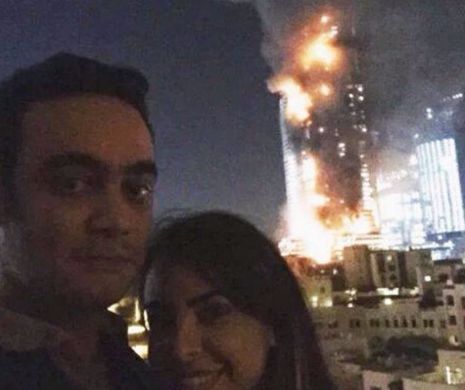 Si-au facut un selfie cu incendiul urias din Dubai si au publicat poza pe internet. Este de necrezut ce au scris in dreptul imaginii